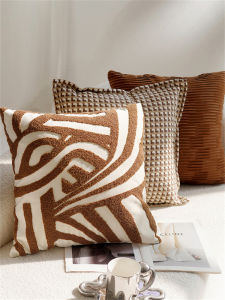 Áo Gối Mềm Mại Màu Kem Cao Cấp Cổ Điển Có Nút Thắt Áo Gối Sofa Giường Màu Nâu Áo Gối Đệm Lưng Có Lõi Áo Gối Cửa Sổ Bay