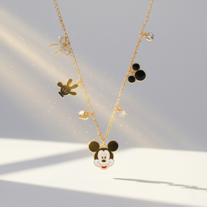 Trendy Mickey Mouse Multilayer Pendant Necklace for Women Man Fashion Chain Choker Shiny Party Jewelry Gift