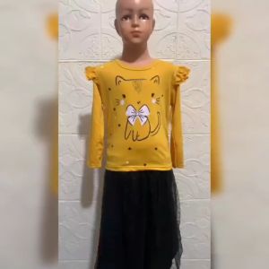 Atasan Kaos Anak Perempuan Terbaru Viral Lengan Panjang Variasi 2 Kerutan /Atasan Calya Kids 1-8 Tahun Matt Babyterry