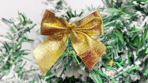 12 Pieces/Set Mini Christmas Bows Set Golden Red Silver Christmas Tree Decoration Hanging Bow for Festive Decoration