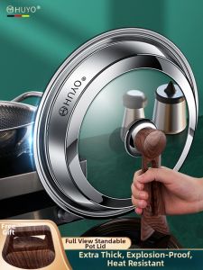 HUYO | Tempered Glass Stainless Steel Universal Lid