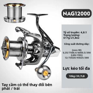 Máy Câu Cá Bằng Nhôm PROBEROS Tỉ Số Truyền 4.8:1 17+1BB Lực Kéo 18kg/39.7lb Nhẹ 615g Dùng Cho Câu Cá Biển Sông Hồ