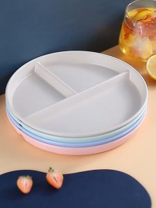 Nipiin New Modern Geometric Style Wheat Straw Three-Compartment Reusable Dinner Plate