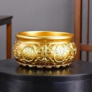 Mangkuk Harta Karun Kuningan Mangkok Feng Shui Dengan Yuan Bao Emas Untuk Mengumpulkan Kekayaan Dan Berkah