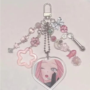 Alien Stage Heart Acrylic Mizi And Sua Beaded Matching Keychains