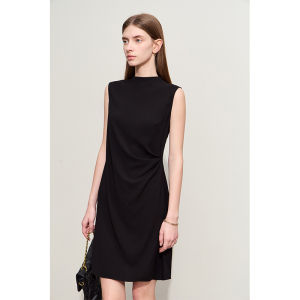 AMII | Summer Minimalist Commuter Slim-fit Slightly Elastic V-neck Dress