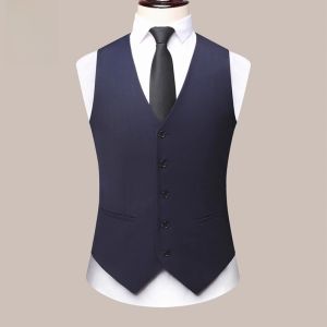 ROMON | Romon Mens Business Casual Vest Standard Fit Polyester Blend Summer Fashion Urban Style Button Decorated No Iron Treatment