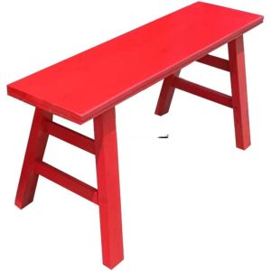 Thickened Solid Wood Wide Board Bench No Installation Required for Hot Pot Dance Photography Wedding Celebration Red Long Bench