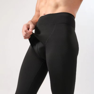 Mens Slim Fit Windproof Fleece-Lined U-Shaped Opening Autumn Pants Bike Shorts Nest Design Sports Style mid Waist Elastic