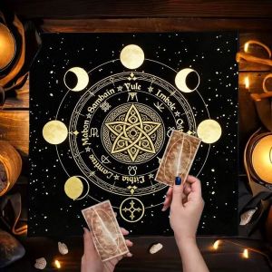 VIKAMA Moon Phase Tree of Life Altar Cloth Tarot Card Tablecloth Wika Ceremony Mat Spiritual Meditation Desktop Decoration