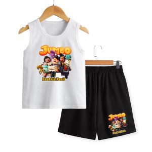 Setelan anak uniseks singlet jumbo set fashion anak laki-laki & perempuan gambar jumbo lucu usia 2-9 tahun atasan + celana pendek