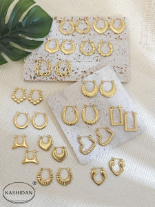 Vintage Style U-Shaped Hoop Earrings Gold Chunky Jewelry Gift Stainless Steel Waterproof Hypoallergenic Jewelry Gift