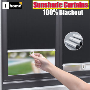 ถ้วยดูดไม่พรุนผ้าม่านม้วนกันแดดหน้าต่างห้องนอนห้องครัวสำนักงานระเบียงผ้าม่านบังแดดทึบเต็มรูปแบบพร้อมถ้วยดูด