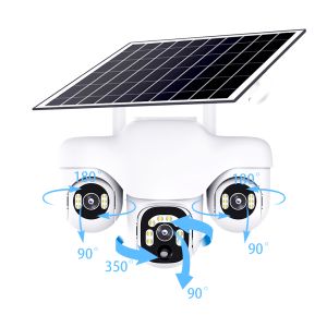 15MP PTZ ba ống kính 10x Zoom năng lượng mặt trời Máy ảnh ngoài trời ba màn hình 4G tự động theo dõi thông minh không dây cho gia đình Camera quan sát camera không thấm nước