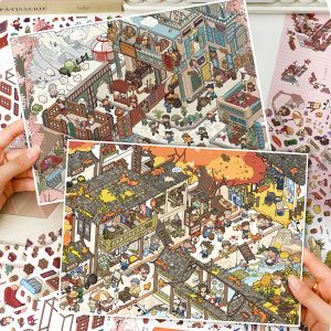 Ancient Village Scenery Sticker Large