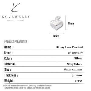 KC Jewelry S925 - Glossy Heart Love Pendant