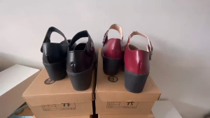 Falimottype)Size 35-40 Womens Fashion Wedge Heel Sandal Elegant Thick Soled Shoes Leather School Student Shoes