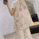 Nanfu Wholesale 2024 Summer New Style Embroidered Genuine Silk Vest Casual Fashionable Elegant Light Luxury Crew Neck Design. 