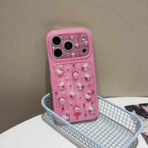 Sanrio | Sanrio Hello Kitty Mini Cartoon Print Pink Glitter Phone Case Shockproof Girly Protective Cover For iPhone 17 16 15 17 Pro Max