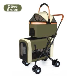 Multi-Pet Portable Double Layer Folding Stroller