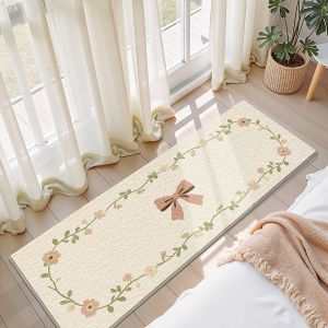 Thảm Trải Sàn Hình Chữ Nhật Mềm Mại In Họa Tiết Hoa Nơ Thảm Phòng Ngủ Phong Cách Hiện Đại Trang Trí Nhà Cửa Chất Liệu Polyester Không Dệt Thảm Cạnh Giường