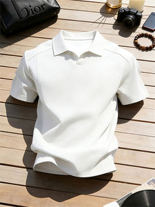 White Turn-Down Collar Heavyweight Polo Shirt