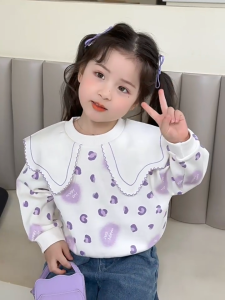 👧🎀💜💟เสื้อแขนยาวเด็กผู้หญิงใหม่ เสื้อเด็กผู้หญิง เสื้อโปโล คอปอด นุ่มสบาย 2 สี ✨