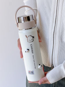 Chic 2025 New Pachat Dog Double Drink Straw Insulated Stainless Steel Water Bottle Portable Men Women Couple Water Cups