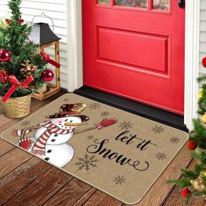 VIKAMA Nutcracker Christmas Doormat Rustic Natural Soldiers Ballerinas Welcome Mat Xmas Entryway Rug Holiday Decoration