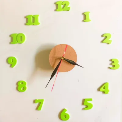 jam dinding diy 12 angka hijau