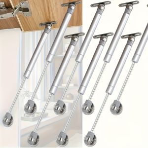 6pcs 20-200N Heavy-Duty Cabinet Hinges Adjustable Gas Spring Brushed/Oil-Rubbed Metal Smooth Lift-Up for Kitchen