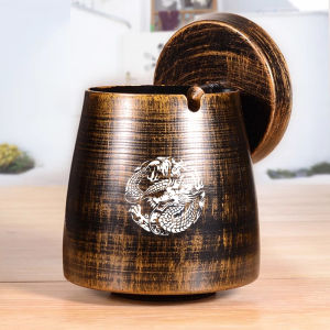 Creative Iron Windproof Ashtray with Cover Personalized Anti-Dust for Living Room Commercial Use Trendy Metal Ashtray