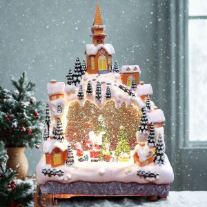 SANTA CLAUS GIVING GIFTS SNOW LANTERN CHRISTMAS DISPLAY