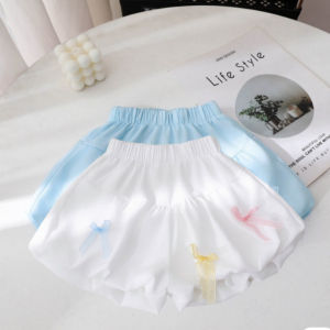 กางเกงขาสั้นผู้หญิงฤดูร้อนสไตล์เกาหลี กระโปรงทรงลูกโป่ง ปมผีเสื้อ ดอกไม้ หวาน หลากหลาย สำหรับเด็ก ผ้าฝ้ายผสมโพลีเอสเตอร์
