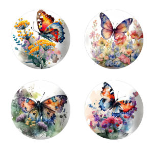 4 butterfly printed coasters suitable for daily family party decoration kitchen non-slip wooden coasters holiday gifts