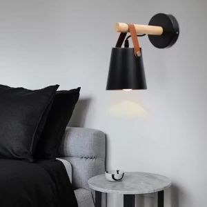 Wooden Wall Lamp Interior Light Fixture For Home Sconce Interior Lighting Living Room Nordic Modern Bed Wall Lamps With Wire E27