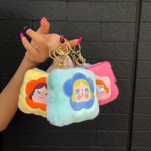 ⚡ พวงกุญแจ ขนาดใบจิ๋วมี 1 ช่องซิป ลายเด็กผู้หญิงน้ำตารื้น ทรงสี่เหลี่ยม ห่วงสีทอง ขนาด 4 นิ้ว พร้อมส่ง