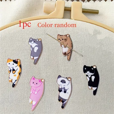 Magnetic Cat Needle Threader Set Cross-Stitch Embroidery Organizer Anti-Loss Ideal Gift for DIY Craft Enthusiasts