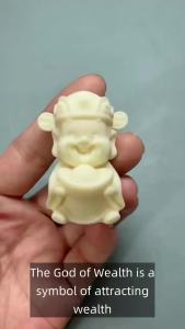Miniature God of Wealth Statue Imitation Ivory Caishen Figurine Feng Shui Small Home Office Desktop Decor Gift
