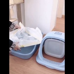 [XL-10PCS] Cat Litter Filter Bag Cat Litter Box Bag Portable Hygienic Drawstring Cleaning Bag 84*45