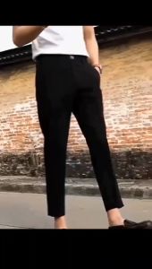 UN trousers mens nine-pointslim straight casual pants high-grade drape black suit pants summer