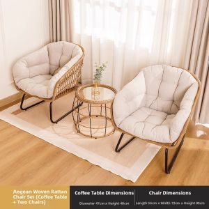 HUANGJUDE | Rattan Outdoor Relaxation Table Chair Set 3 Pieces