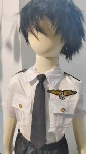 Pilot Flight Attendant Costume for Kids Boy Girl Career Uniform Set Cosplay Aircraft Captain Performance