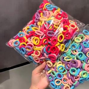 200pcs Colorful High Elastic Hair Tie Set Rubber Band Baby Girl Hair Rope Hair Accessories