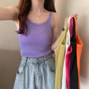 เสื้อสายเดี่ยว K245-1 ชุด สไตล์เกาหลี สีสวย ยืดหยุ่นได้ สายเดี่ยวเซ็กซี่