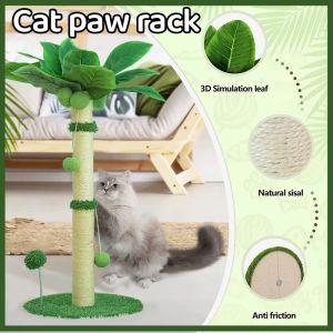 Cat Scratching Post For Kitten Cute Green Leaves Cat Scratching Post with Sisal Rope Indoor Cat Tree