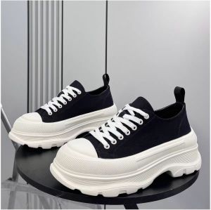 CONGLINSHIZI | Men Spring Trend Thick Sole Canvas Sneakers Slim Daddy Shoes