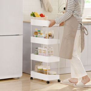 Smart-Living 3/4 Tier Mobile Movable Home Storage Shelf Rack Trolley Cart - Model A0372 -NC