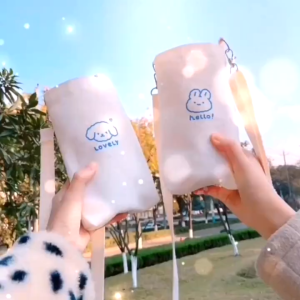 Water Bottle Bag ins Cartoon Thermos Bottle Sling Bag Adjustable Portable