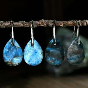Fall and Winter New Arrival Stylish Amazonite Earrings Female Non-Allergic Earring Gift Water Drop Blue Apatite Niche Style Fancy
